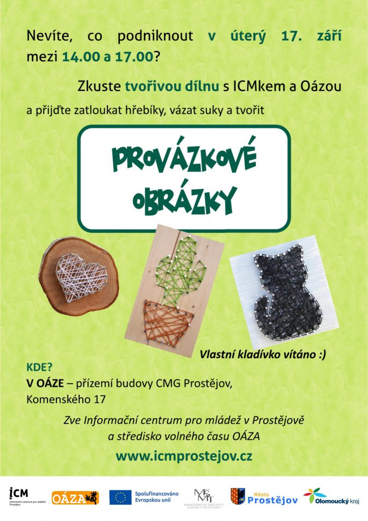 Plakát na zářijovou tvořivou dílnu - provázkové obrázky